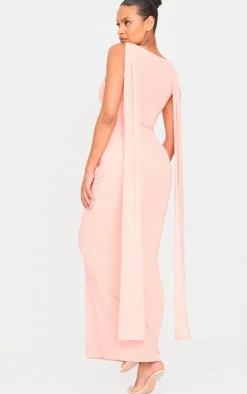 Maternity Pink Slinky Drape Detail Maxi Dress