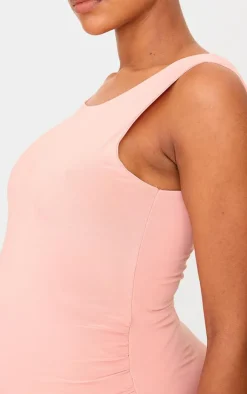 Maternity Pink Slinky Drape Detail Maxi Dress