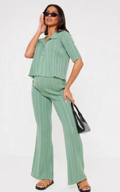 Maternity Sage Green Knit Wide Leg Pants