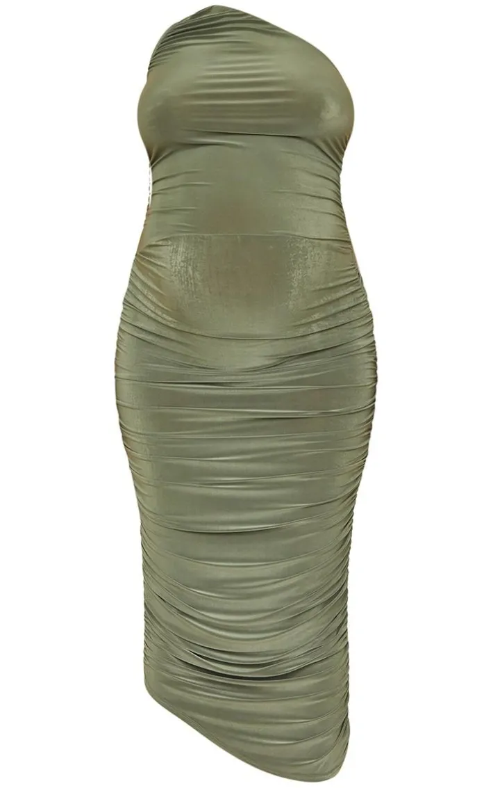 Maternity Sage Green Slinky One Shoulder Maxi Dress