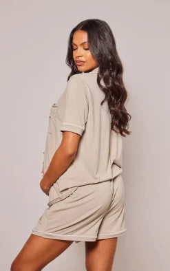 Maternity Sand Mama Button Pj Top