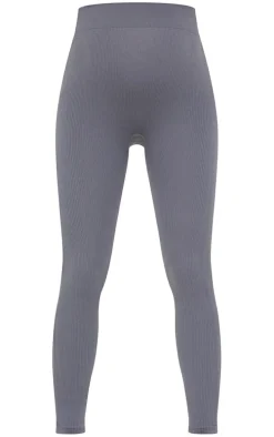 Maternity Slate Snatched Ribbed Leggings