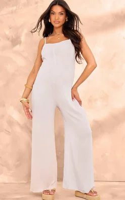 Maternity Stone Cami Strap Linen Wide Leg Jumpsuit