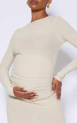 Maternity Stone Ruched Soft Touch Maxi Dress