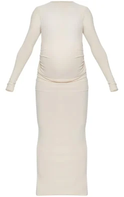 Maternity Stone Soft Touch Ruched Maxi Dress