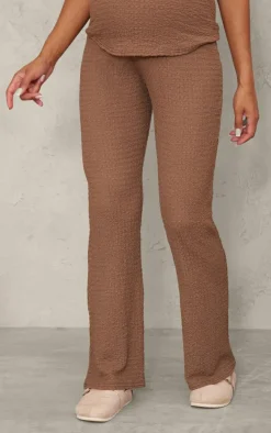 Maternity Taupe Elasticated Textured Flared Pants