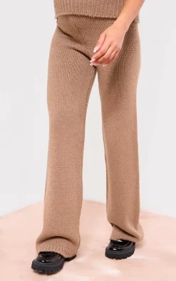 Maternity Taupe Knitted Wide Leg Pants