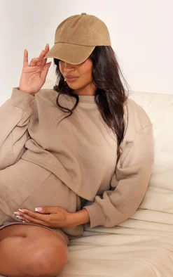 Maternity Taupe Oversized Elasticated Sweatshirt