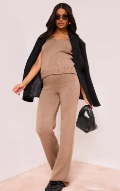 Maternity Taupe Short Sleeve Knitted Top