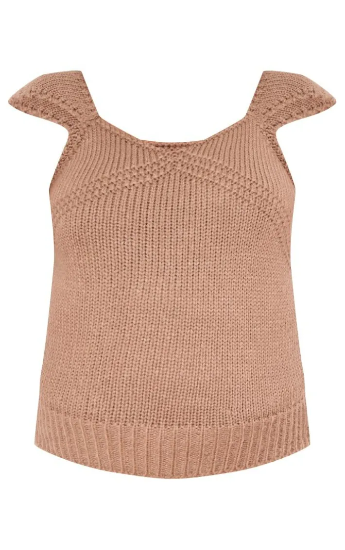 Maternity Taupe Short Sleeve Knitted Top