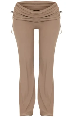 Maternity Taupe Soft Touch Fold Over Waist Straight Leg Pants
