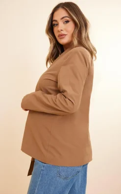 Maternity Taupe Wrap Over Blazer