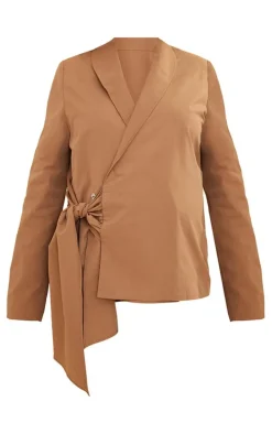 Maternity Taupe Wrap Over Blazer
