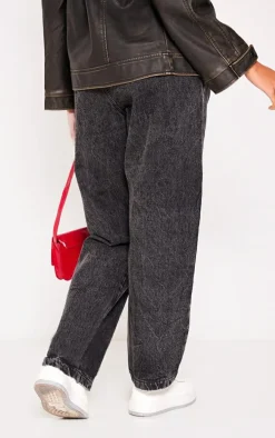 Maternity Washed Black Elasticated Waist Straight Leg Jeans