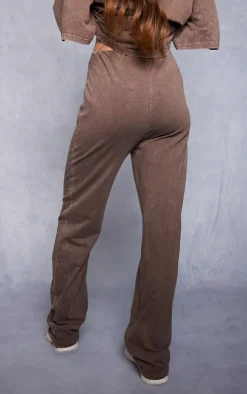 Maternity Washed Brown Sport Graphic Wide Leg Pants