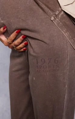 Maternity Washed Brown Sport Graphic Wide Leg Pants