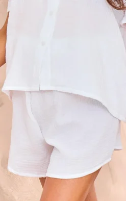 Maternity White Cheesecloth Shorts