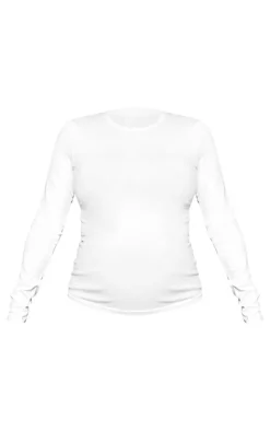 Maternity White Long Sleeve Basic Fitted Top