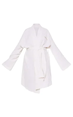Maternity White Waffle Mama Embroidered Robe