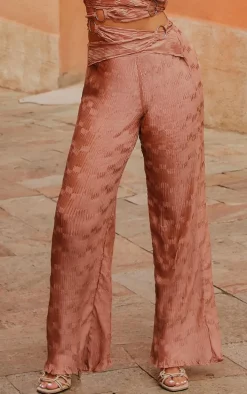 Mauve Plisse Ring Detail Wrap Around Pants