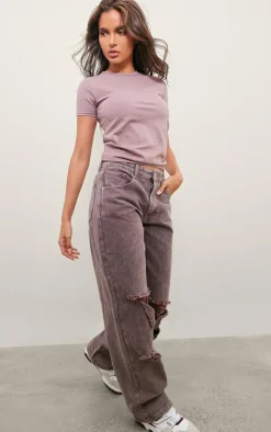 Mauve Premium Cap Sleeve Cotton T- Shirt