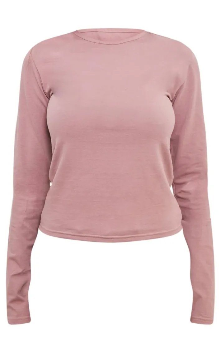 Mauve Premium Cotton Long Sleeve Fitted T-shirt
