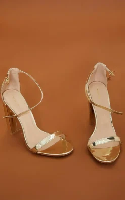 May Gold Block Heeled Sandal