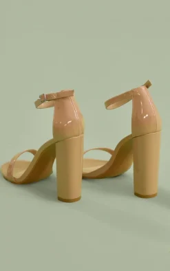 May Nude Patent Block Heeled Sandals