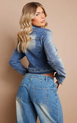 Mid Blue Wash Faded Motocross Jacket