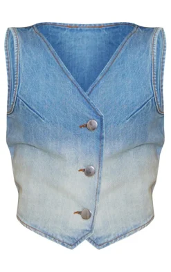 Mid Blue Wash Ombre Denim Vest