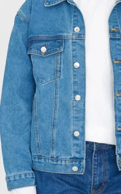 Mid Blue Wash Oversized Boyfriend Denim Jacket