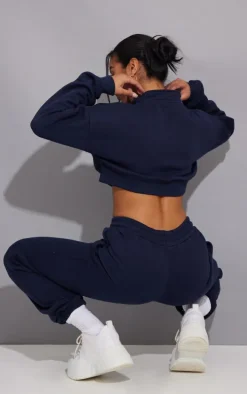 Midnight Blue Half Zip Crop Sweatshirt