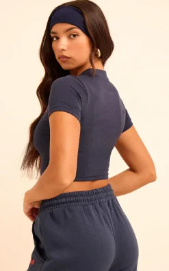 Midnight Blue PLT Studio Archive Cotton Puff Print Crop Top