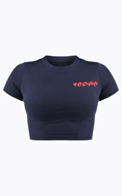 Midnight Blue PLT Studio Archive Cotton Puff Print Crop Top