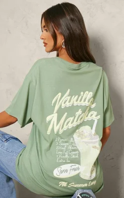 Mint Vanilla Matcha Graphic Oversized T Shirt