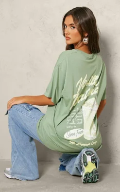 Mint Vanilla Matcha Graphic Oversized T Shirt
