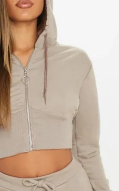 Mocha Bustier Zip Up Hoodie