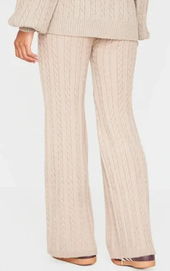 Mocha Cable Knit Wide Leg Pants
