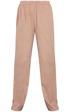 Mocha Linen Look Bum Pocket Oversized Wide Leg Pants