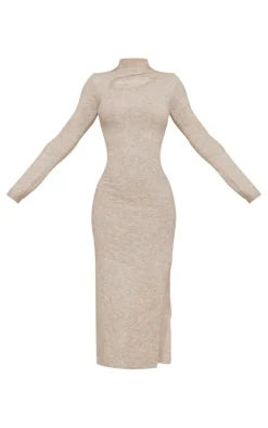 Mocha Luxe Knit Cut Out Maxi Dress