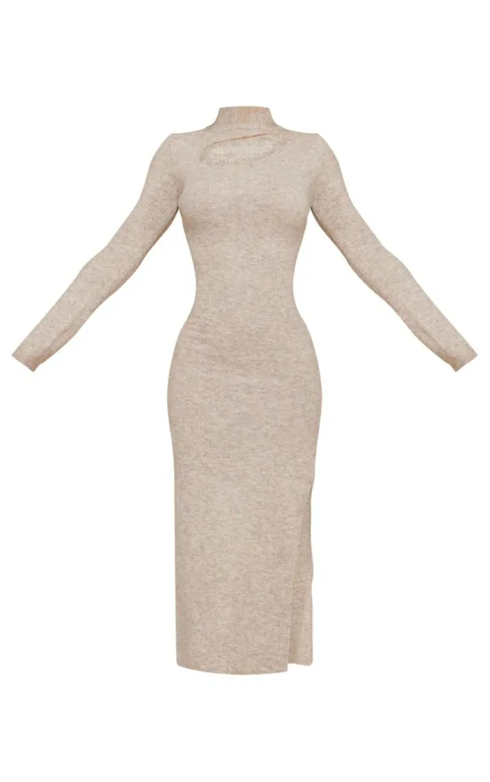 Mocha Luxe Knit Cut Out Maxi Dress