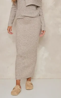 Mocha Luxe Knit Low Rise Midaxi Skirt