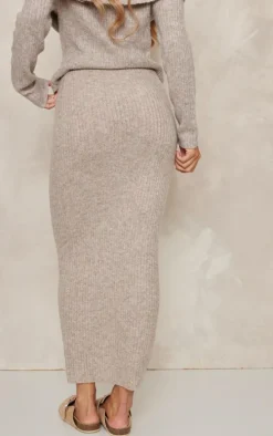 Mocha Luxe Knit Low Rise Midaxi Skirt
