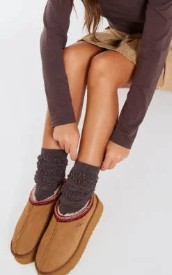 Mocha Marl Chunky Knitted Slouchy Socks
