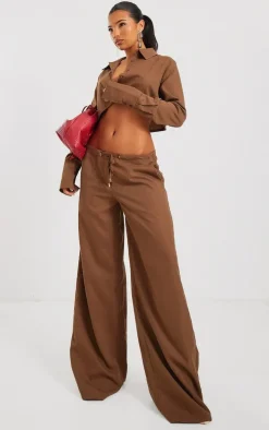 Mocha Oversized Drawstring Straight Leg Pants