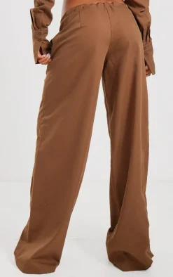 Mocha Oversized Drawstring Straight Leg Pants