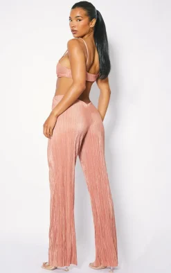 Mocha Plisse Knot Front Strappy Back Jumpsuit