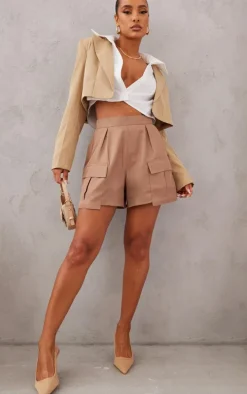 Mocha Pocket Detail Cargo Shorts