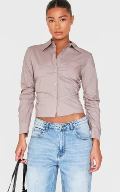 Mocha Ruched Side Shirt