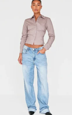 Mocha Ruched Side Shirt